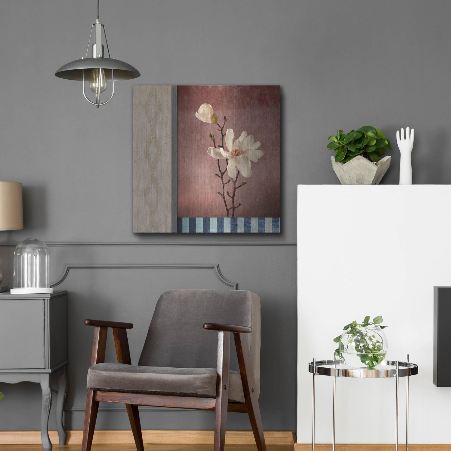 Luxe Metal Art 'Magnolia Diamond 2' by Lightbox Journal, Metal Wall Art,24x24