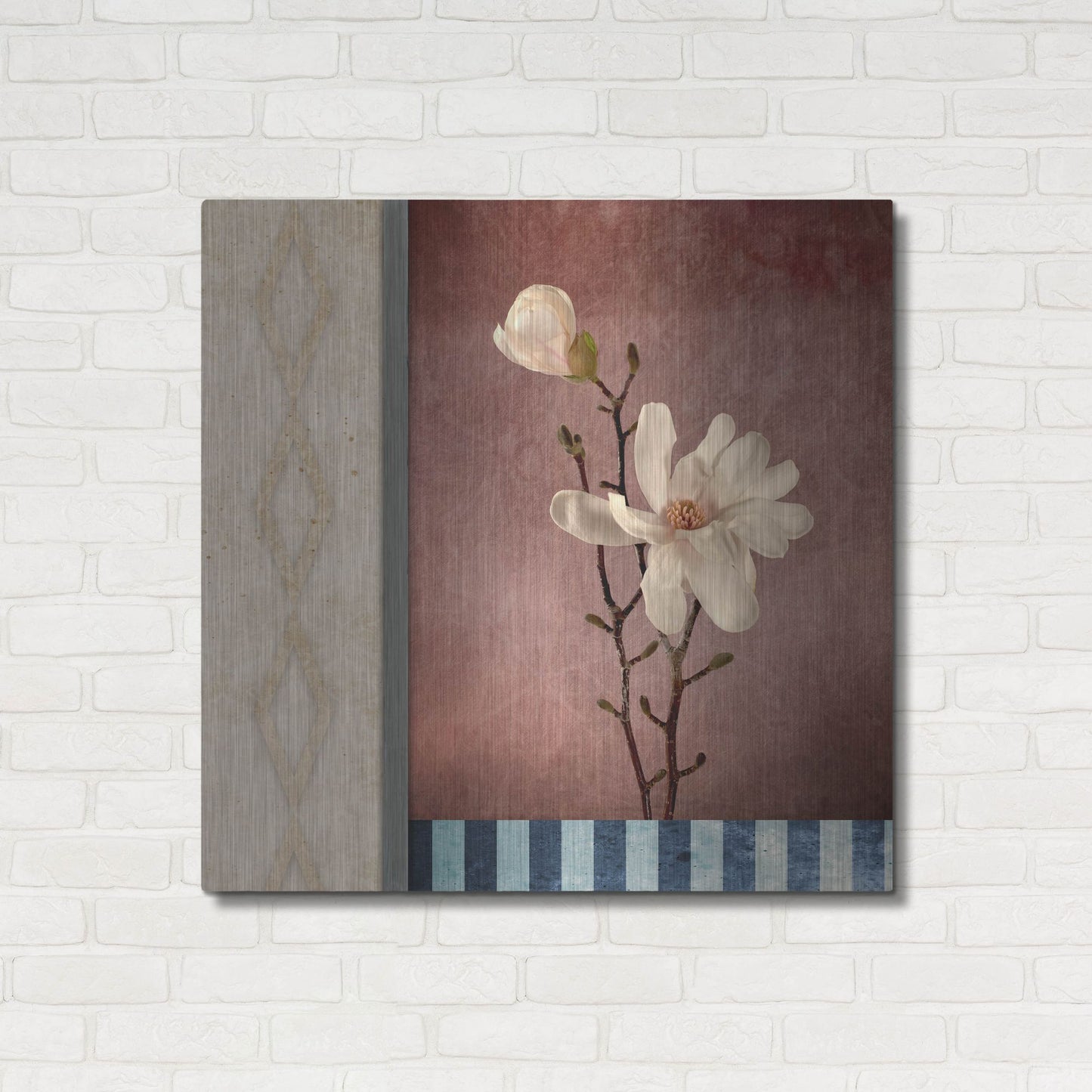 Luxe Metal Art 'Magnolia Diamond 2' by Lightbox Journal, Metal Wall Art,36x36