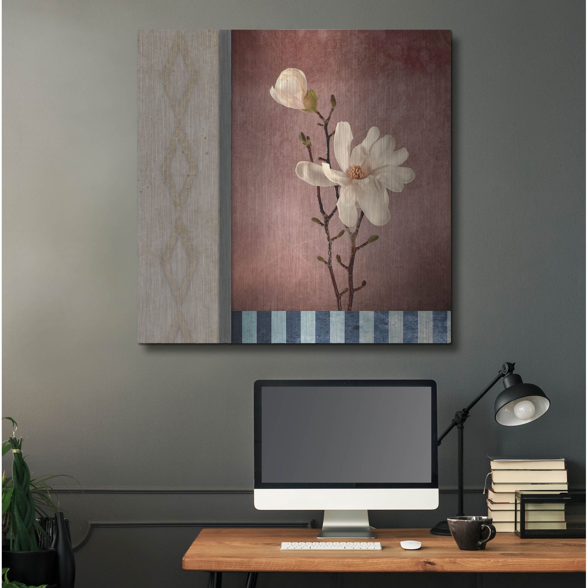 Luxe Metal Art 'Magnolia Diamond 2' by Lightbox Journal, Metal Wall Art,36x36