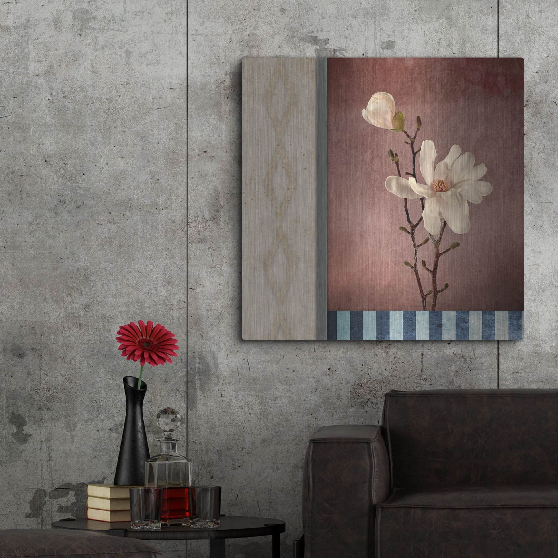 Luxe Metal Art 'Magnolia Diamond 2' by Lightbox Journal, Metal Wall Art,36x36