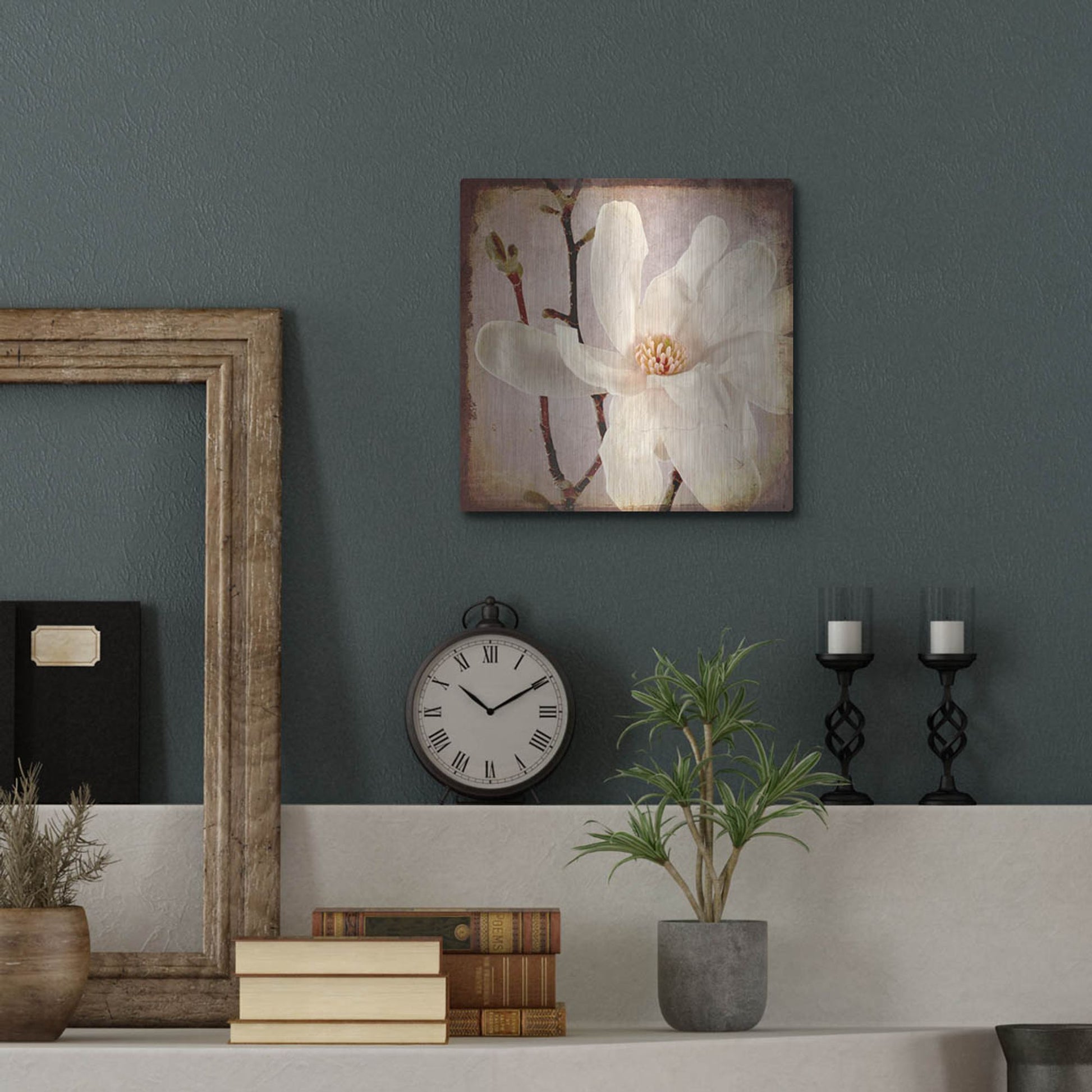 Luxe Metal Art 'Paper Magnolia Closeup' by Lightbox Journal, Metal Wall Art,12x12