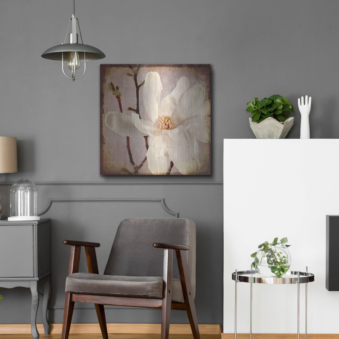 Luxe Metal Art 'Paper Magnolia Closeup' by Lightbox Journal, Metal Wall Art,24x24