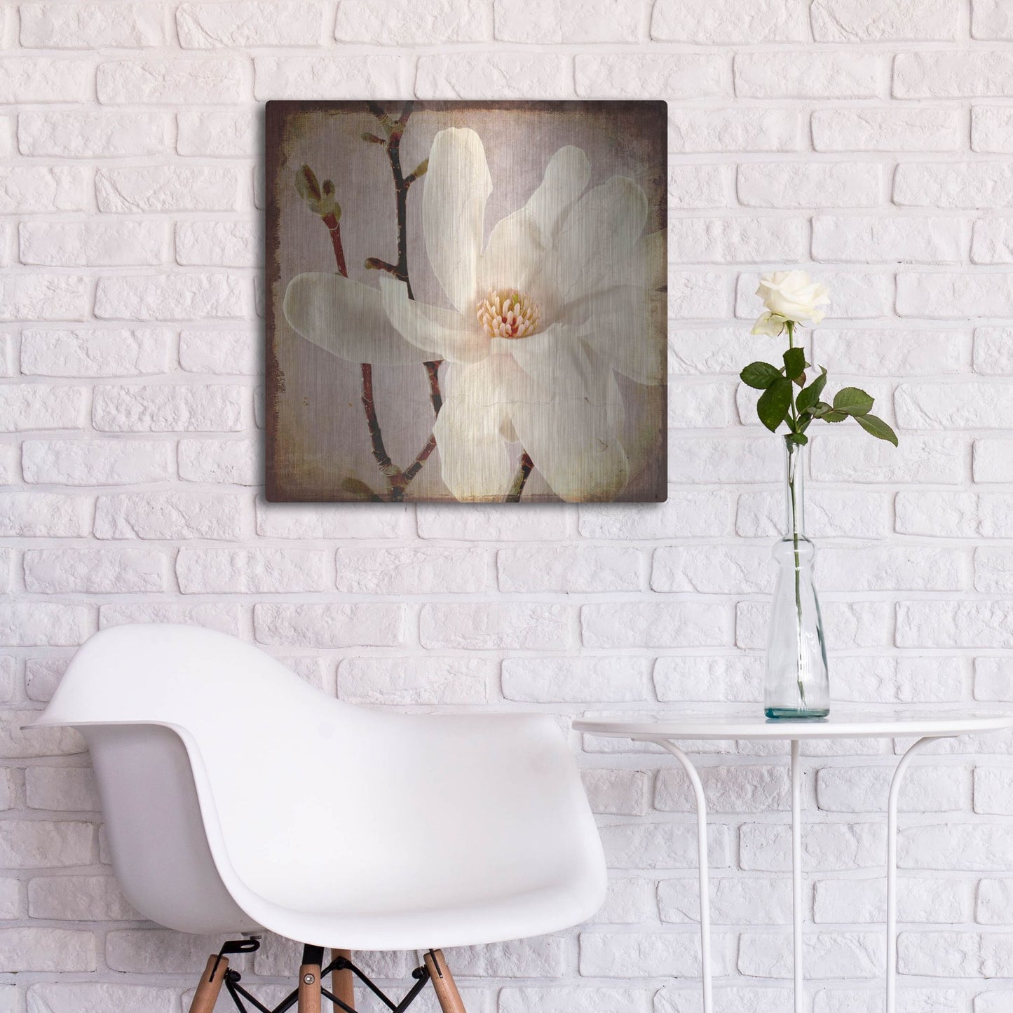 Luxe Metal Art 'Paper Magnolia Closeup' by Lightbox Journal, Metal Wall Art,24x24