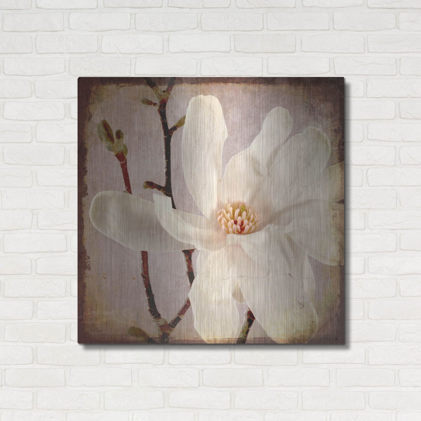 Luxe Metal Art 'Paper Magnolia Closeup' by Lightbox Journal, Metal Wall Art,36x36