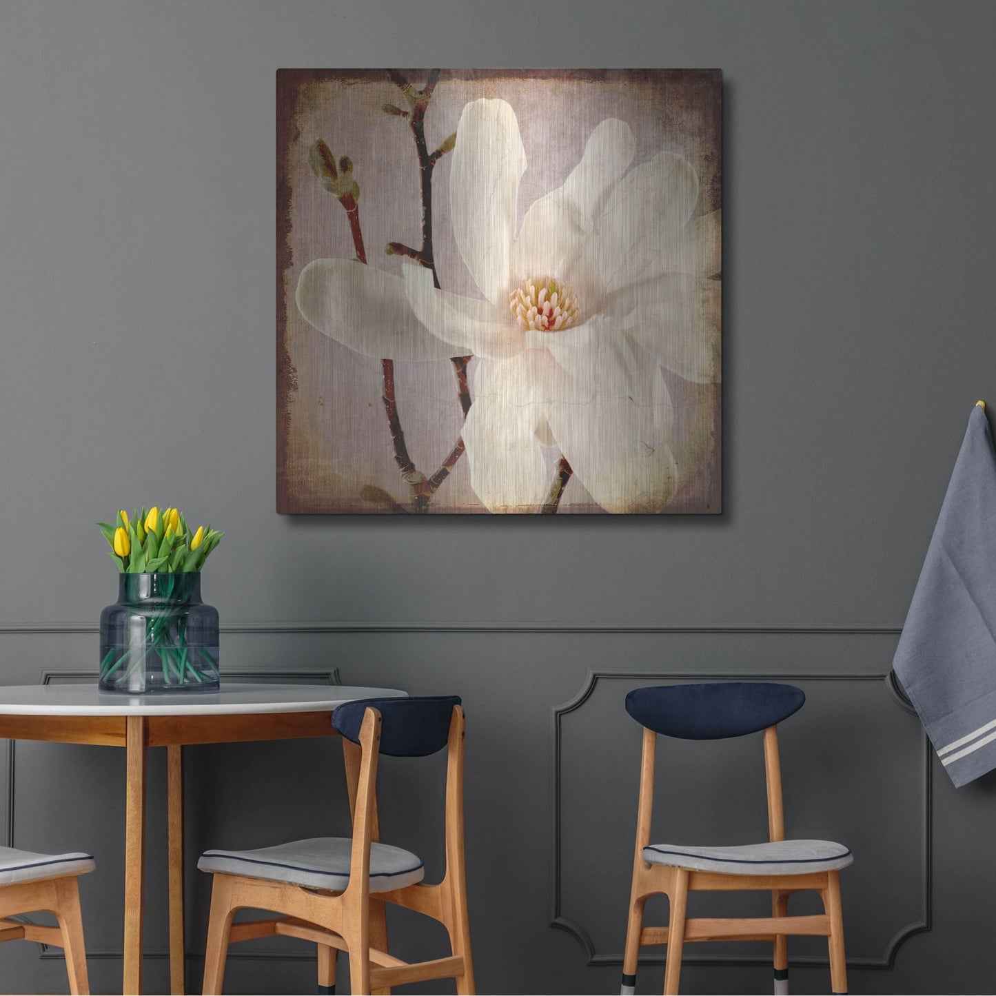 Luxe Metal Art 'Paper Magnolia Closeup' by Lightbox Journal, Metal Wall Art,36x36