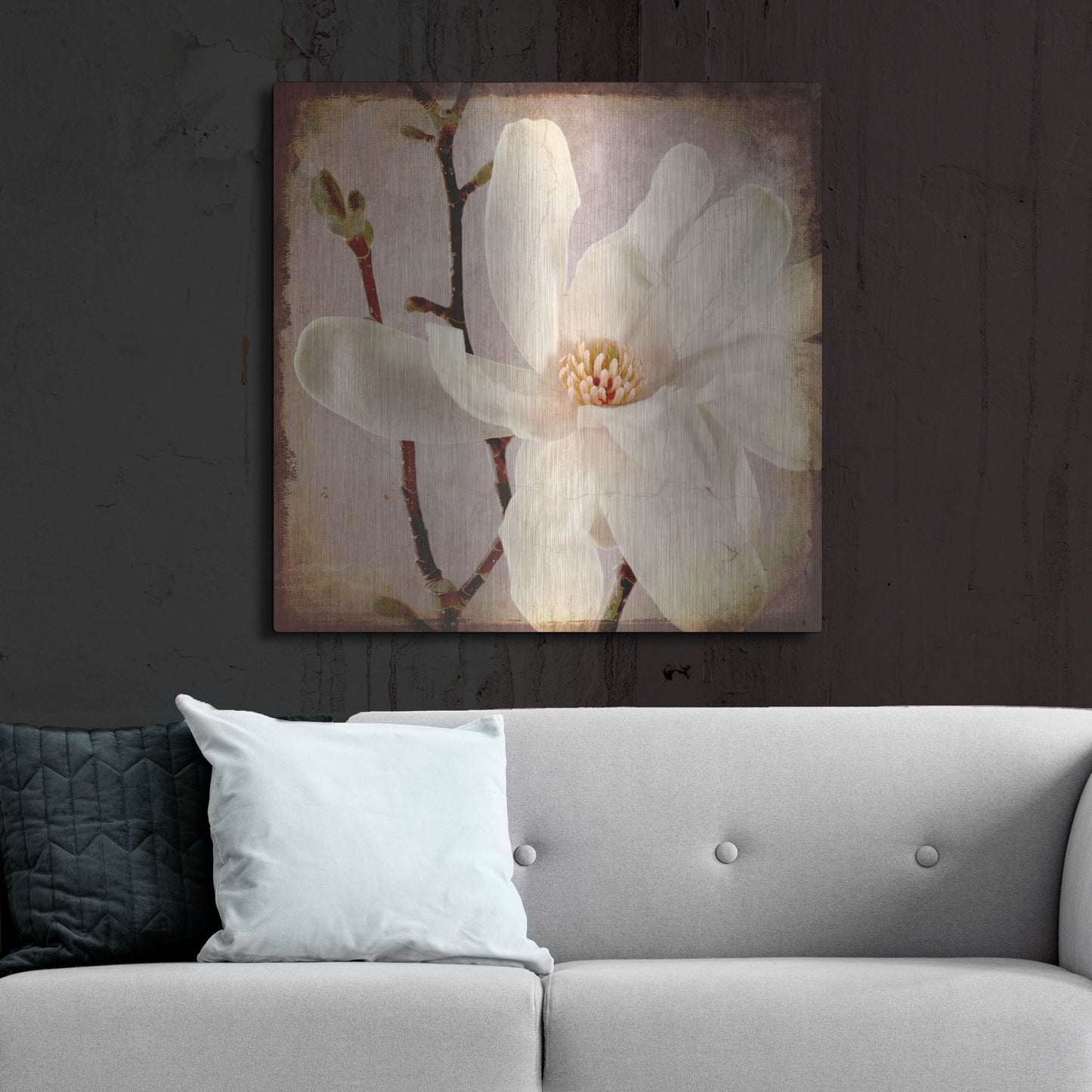 Luxe Metal Art 'Paper Magnolia Closeup' by Lightbox Journal, Metal Wall Art,36x36