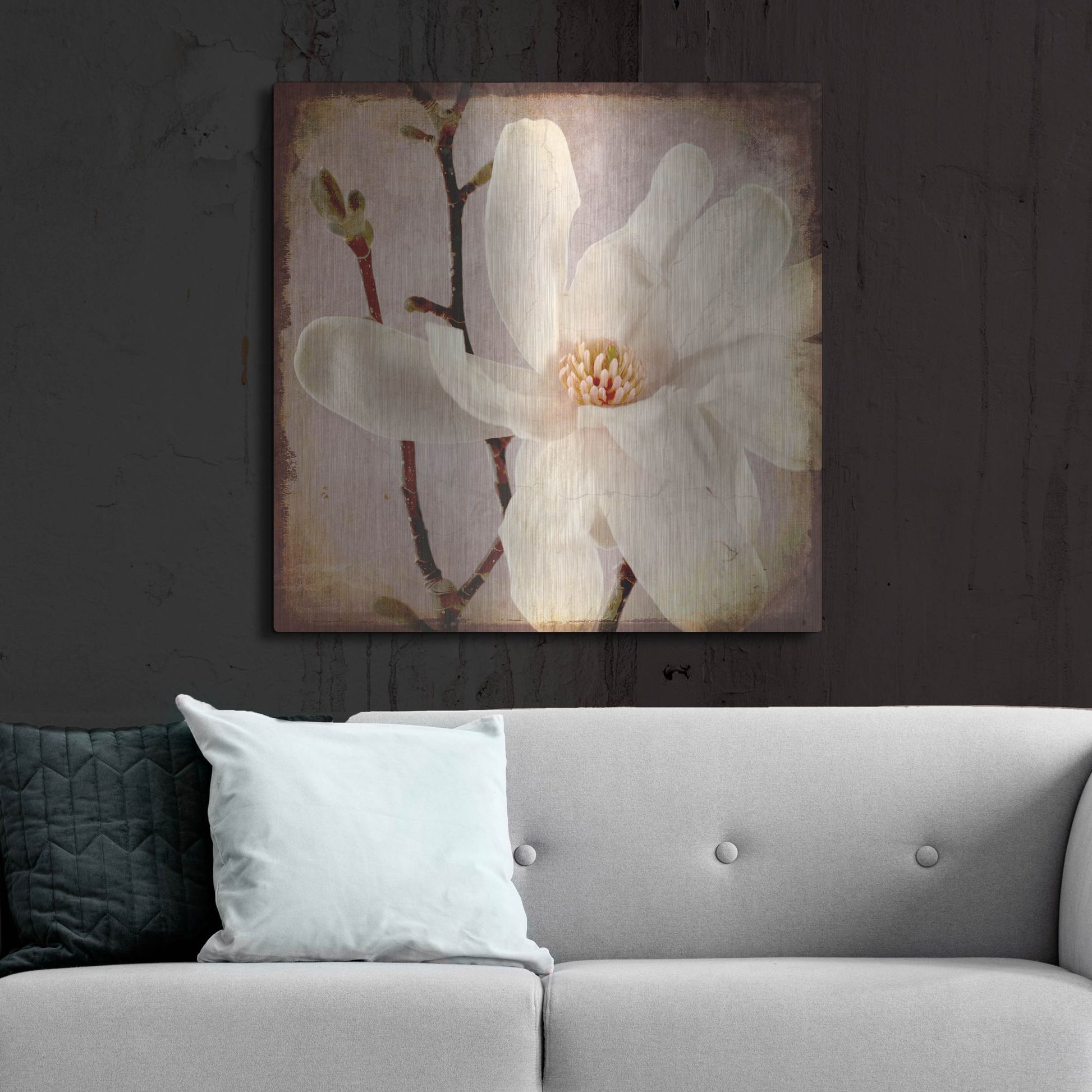 Luxe Metal Art 'Paper Magnolia Closeup' by Lightbox Journal, Metal Wall Art,36x36
