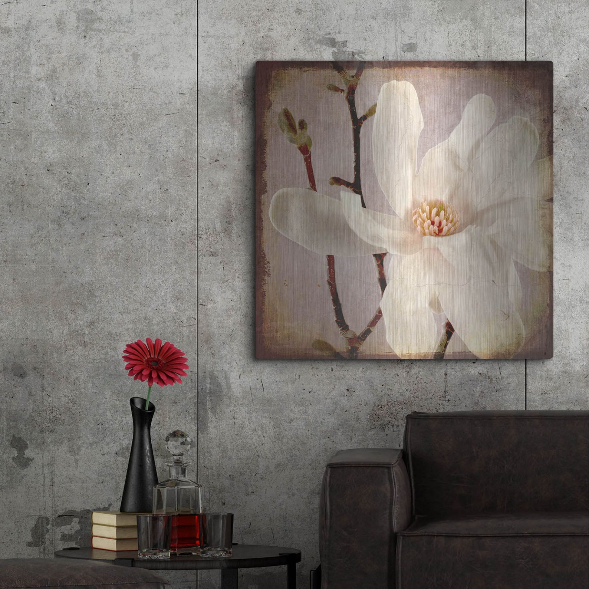 Luxe Metal Art 'Paper Magnolia Closeup' by Lightbox Journal, Metal Wall Art,36x36