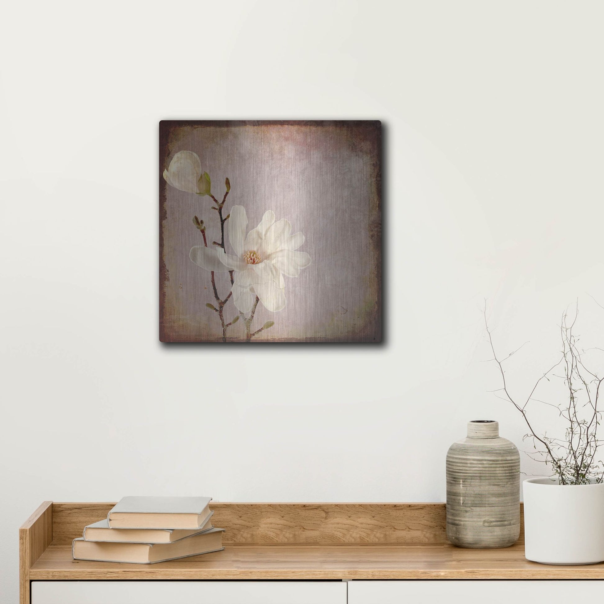 Luxe Metal Art 'Paper Magnolia Duo' by Lightbox Journal, Metal Wall Art,12x12