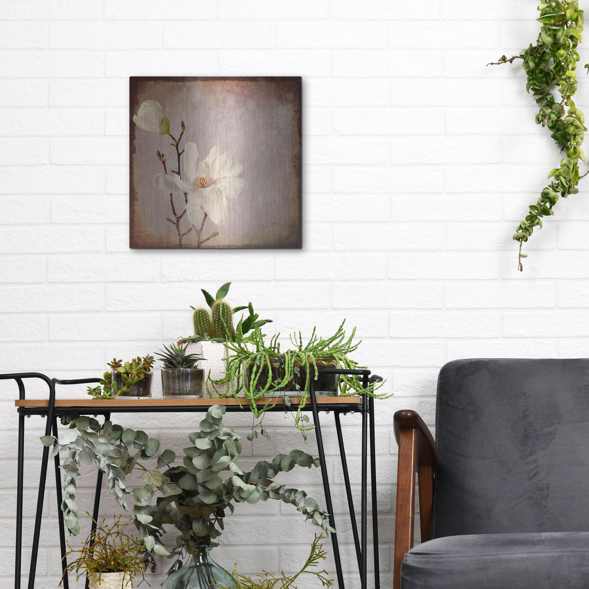 Luxe Metal Art 'Paper Magnolia Duo' by Lightbox Journal, Metal Wall Art,12x12