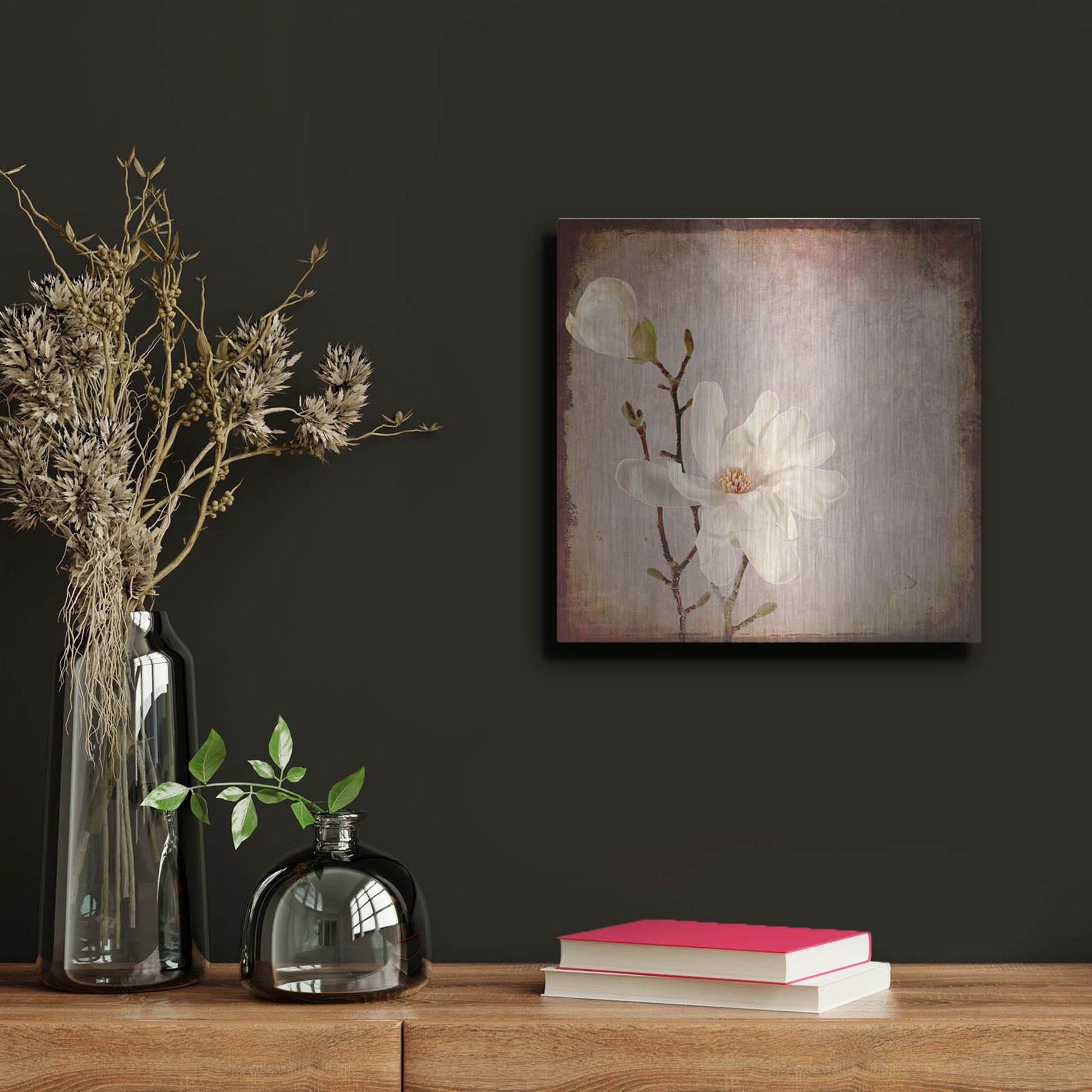 Luxe Metal Art 'Paper Magnolia Duo' by Lightbox Journal, Metal Wall Art,12x12
