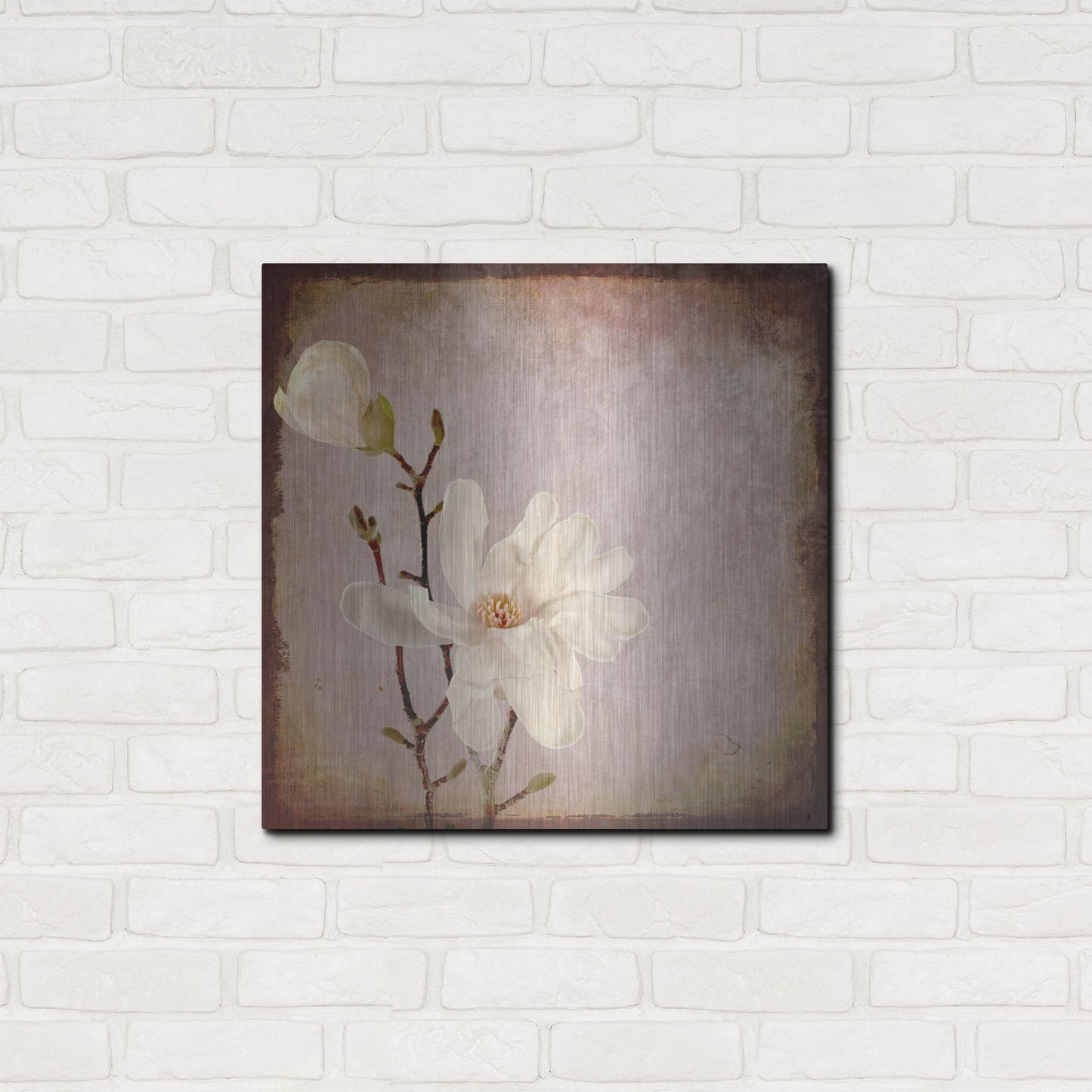 Luxe Metal Art 'Paper Magnolia Duo' by Lightbox Journal, Metal Wall Art,24x24