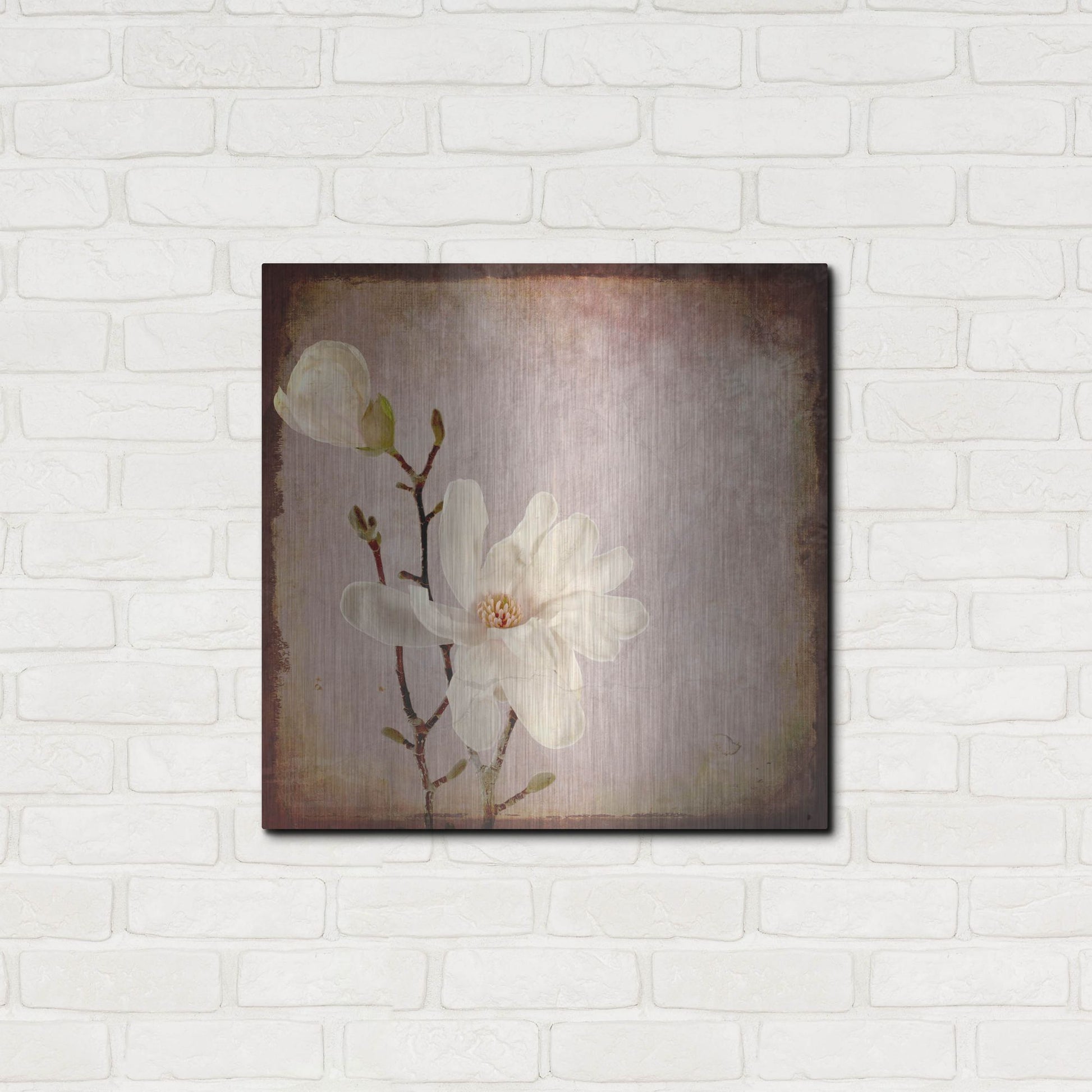 Luxe Metal Art 'Paper Magnolia Duo' by Lightbox Journal, Metal Wall Art,24x24