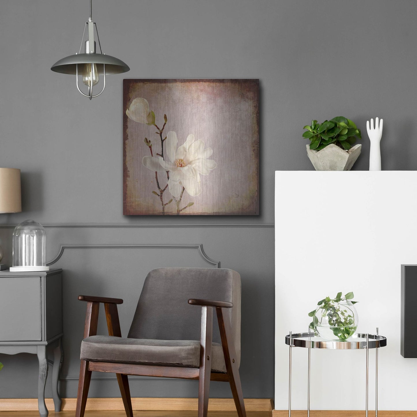 Luxe Metal Art 'Paper Magnolia Duo' by Lightbox Journal, Metal Wall Art,24x24