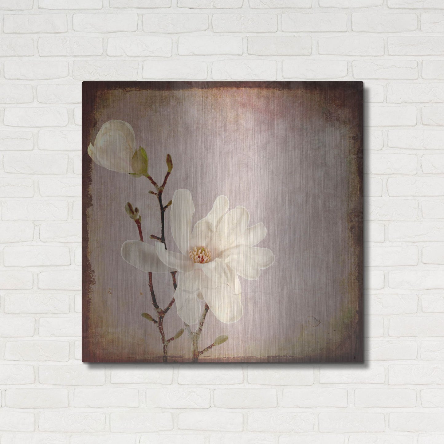 Luxe Metal Art 'Paper Magnolia Duo' by Lightbox Journal, Metal Wall Art,36x36