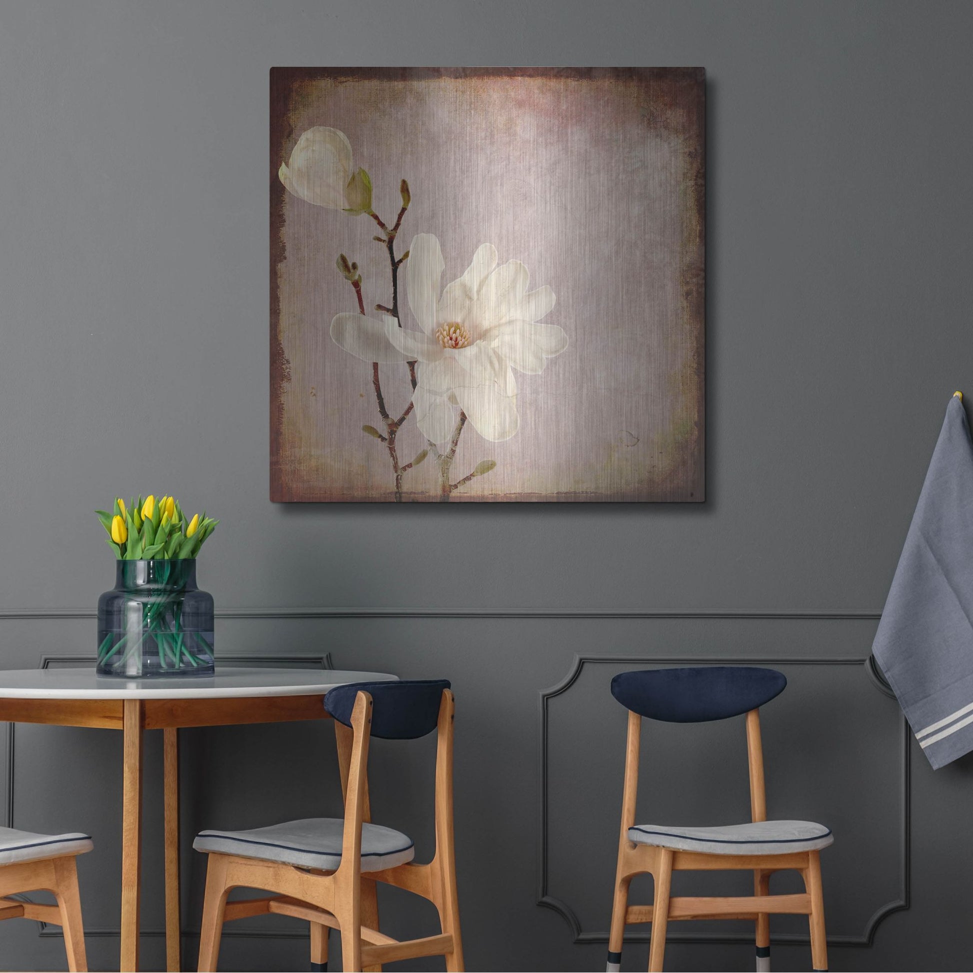 Luxe Metal Art 'Paper Magnolia Duo' by Lightbox Journal, Metal Wall Art,36x36