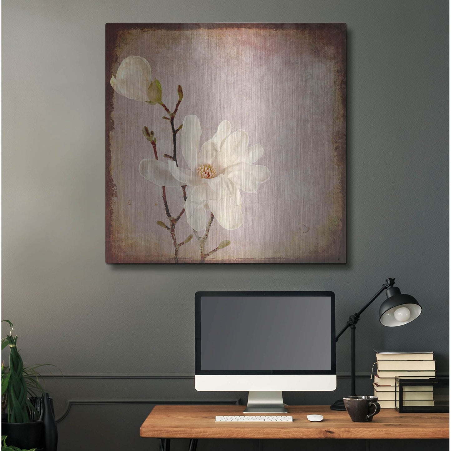 Luxe Metal Art 'Paper Magnolia Duo' by Lightbox Journal, Metal Wall Art,36x36