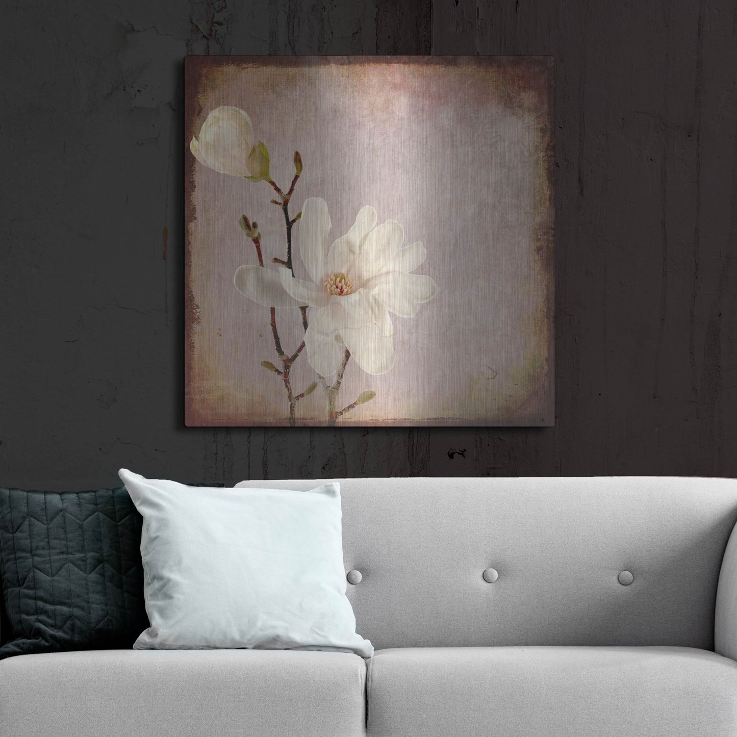 Luxe Metal Art 'Paper Magnolia Duo' by Lightbox Journal, Metal Wall Art,36x36
