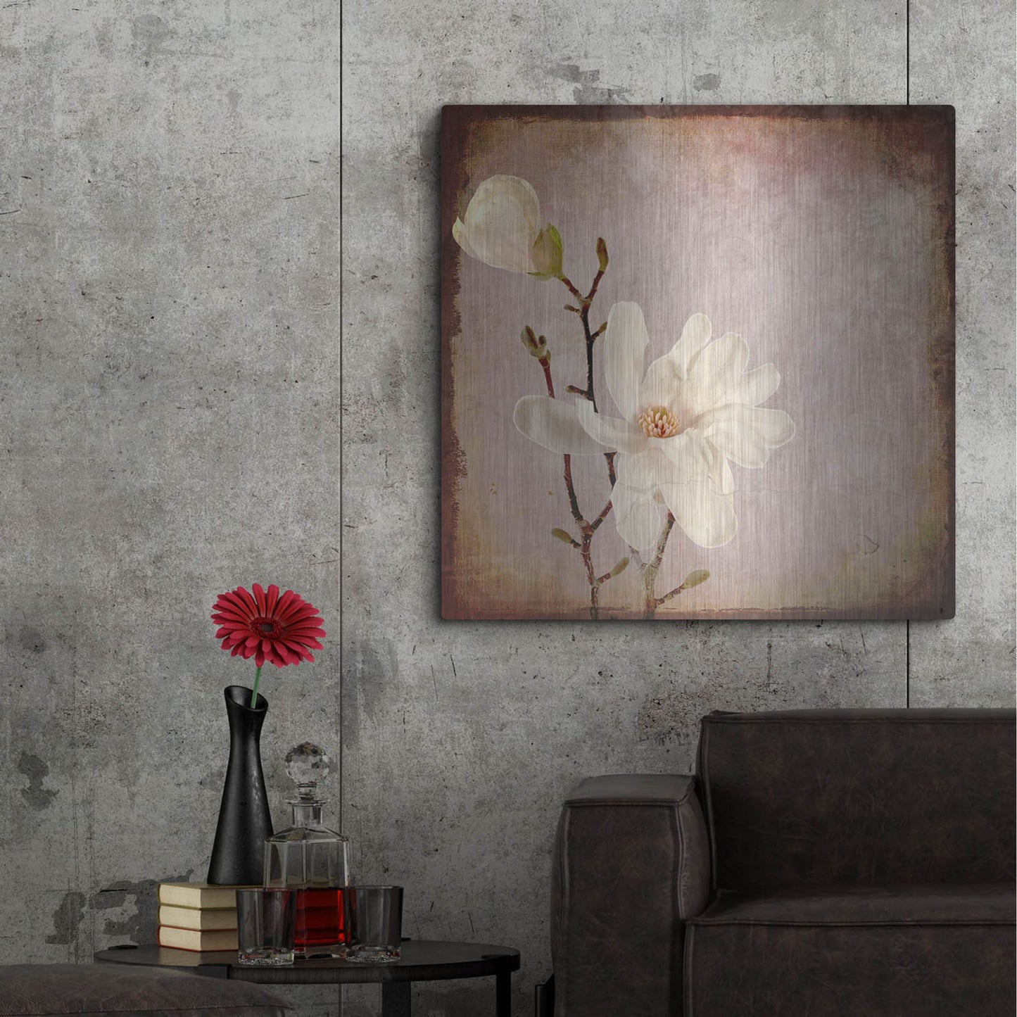 Luxe Metal Art 'Paper Magnolia Duo' by Lightbox Journal, Metal Wall Art,36x36