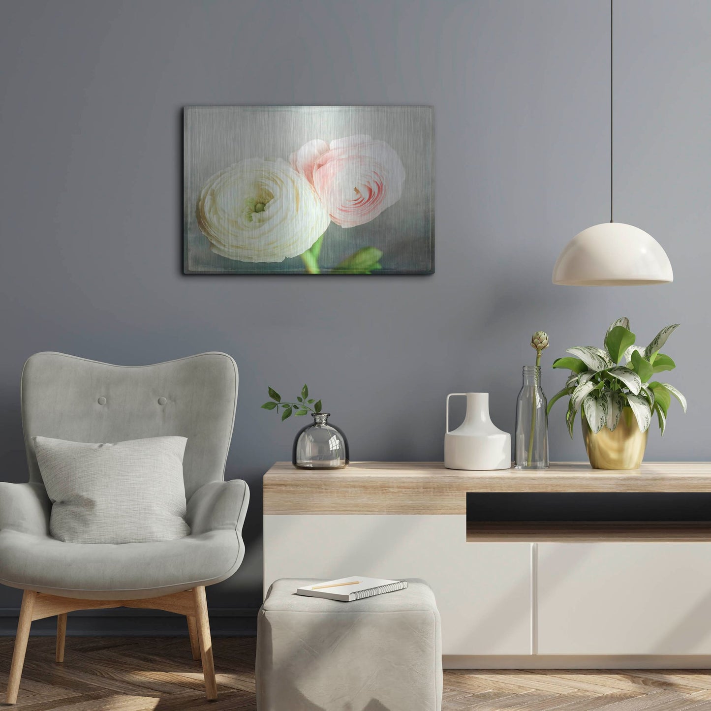 Luxe Metal Art 'Peony 06' by Lightbox Journal, Metal Wall Art,24x16
