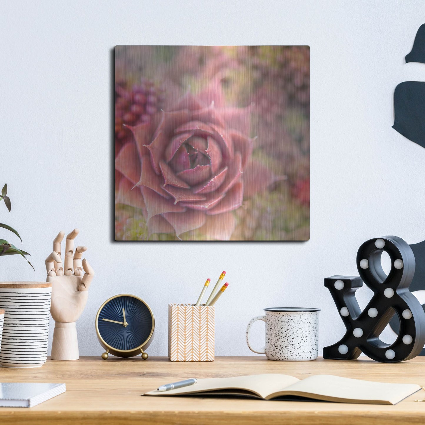 Luxe Metal Art 'Succulents 02' by Lightbox Journal, Metal Wall Art,12x12