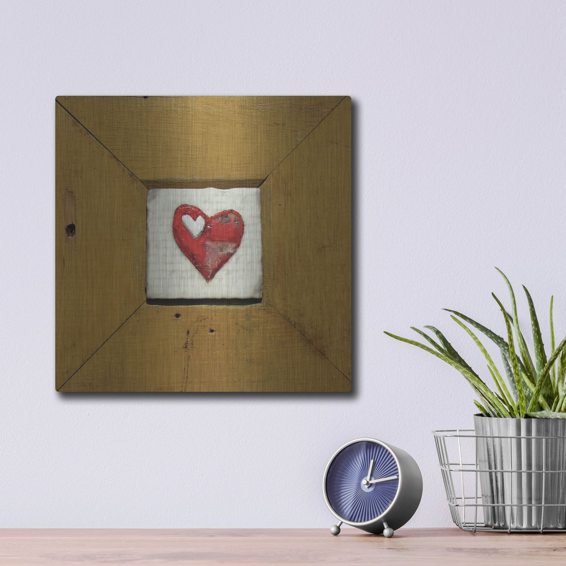 Luxe Metal Art 'Hearts Deisre Gold' by LovIsArt, Metal Wall Art,12x12