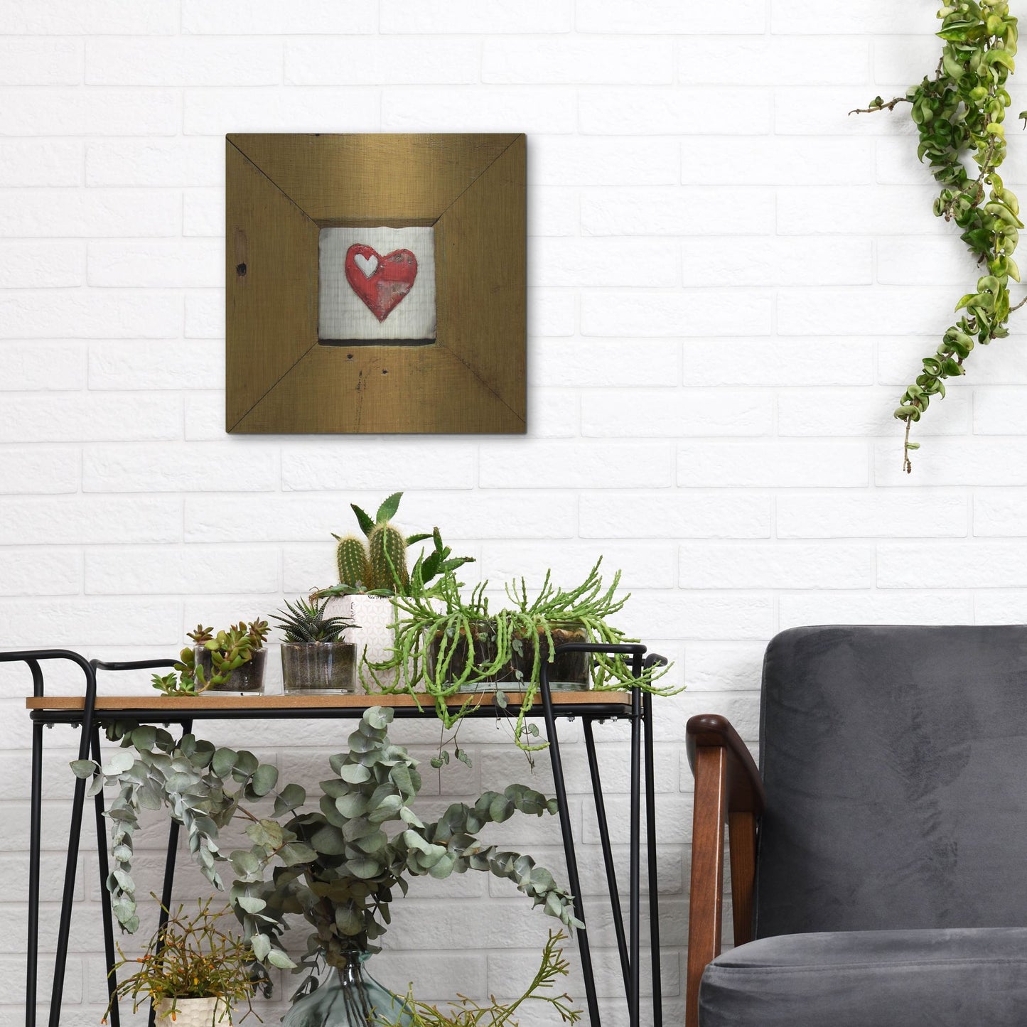 Luxe Metal Art 'Hearts Deisre Gold' by LovIsArt, Metal Wall Art,12x12