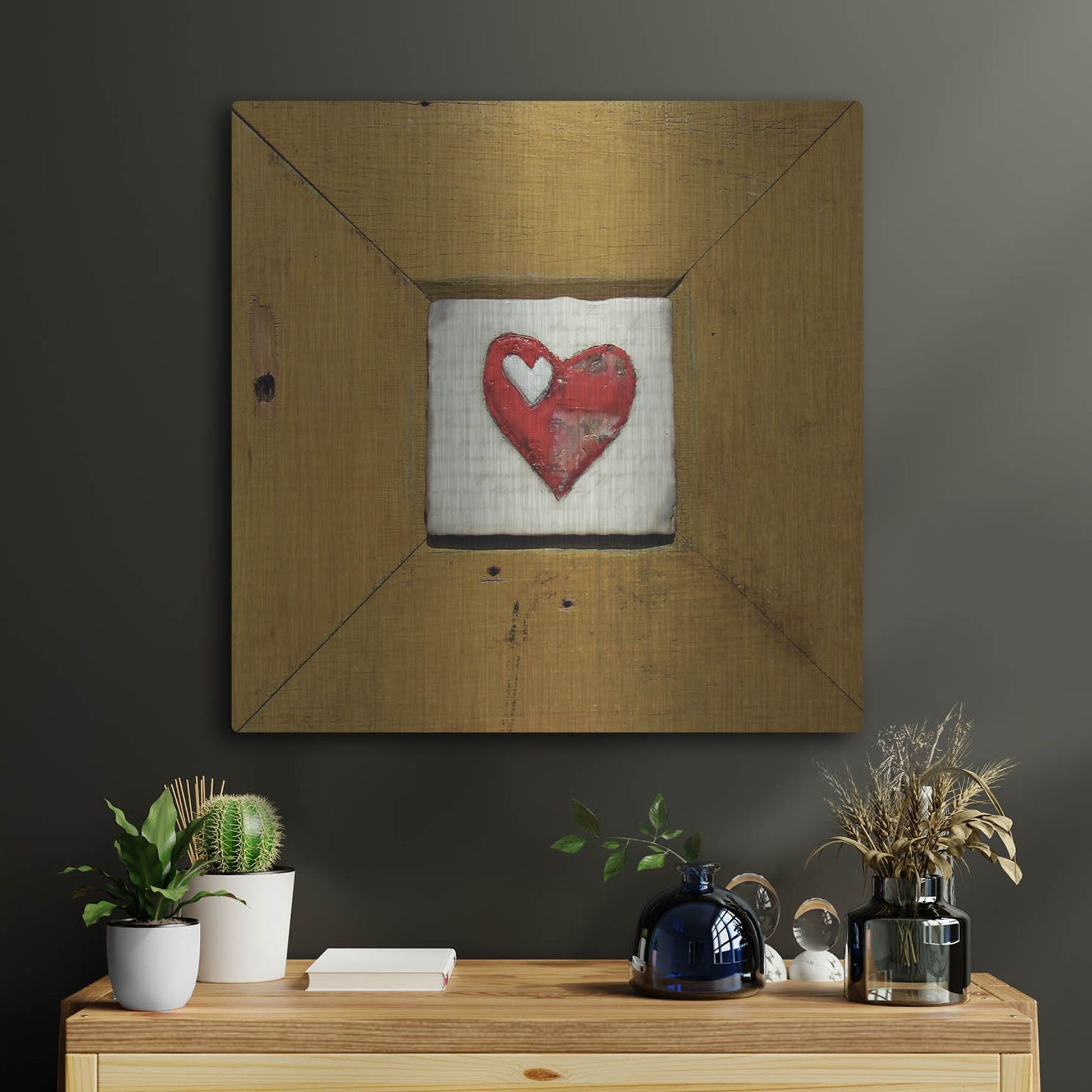 Luxe Metal Art 'Hearts Deisre Gold' by LovIsArt, Metal Wall Art,24x24