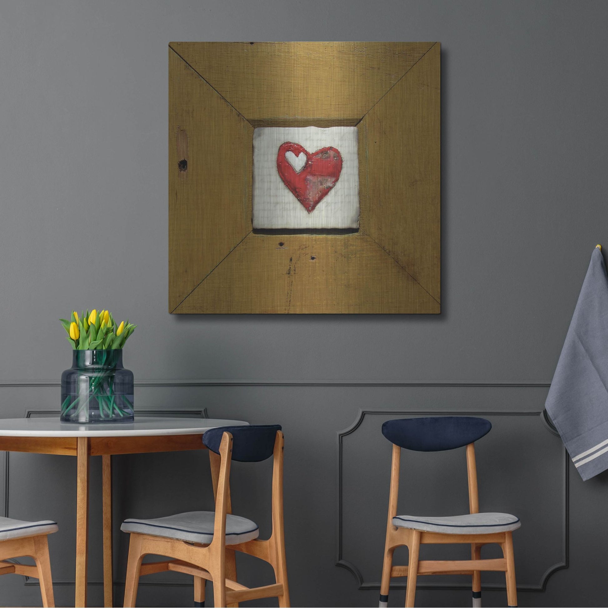 Luxe Metal Art 'Hearts Deisre Gold' by LovIsArt, Metal Wall Art,36x36