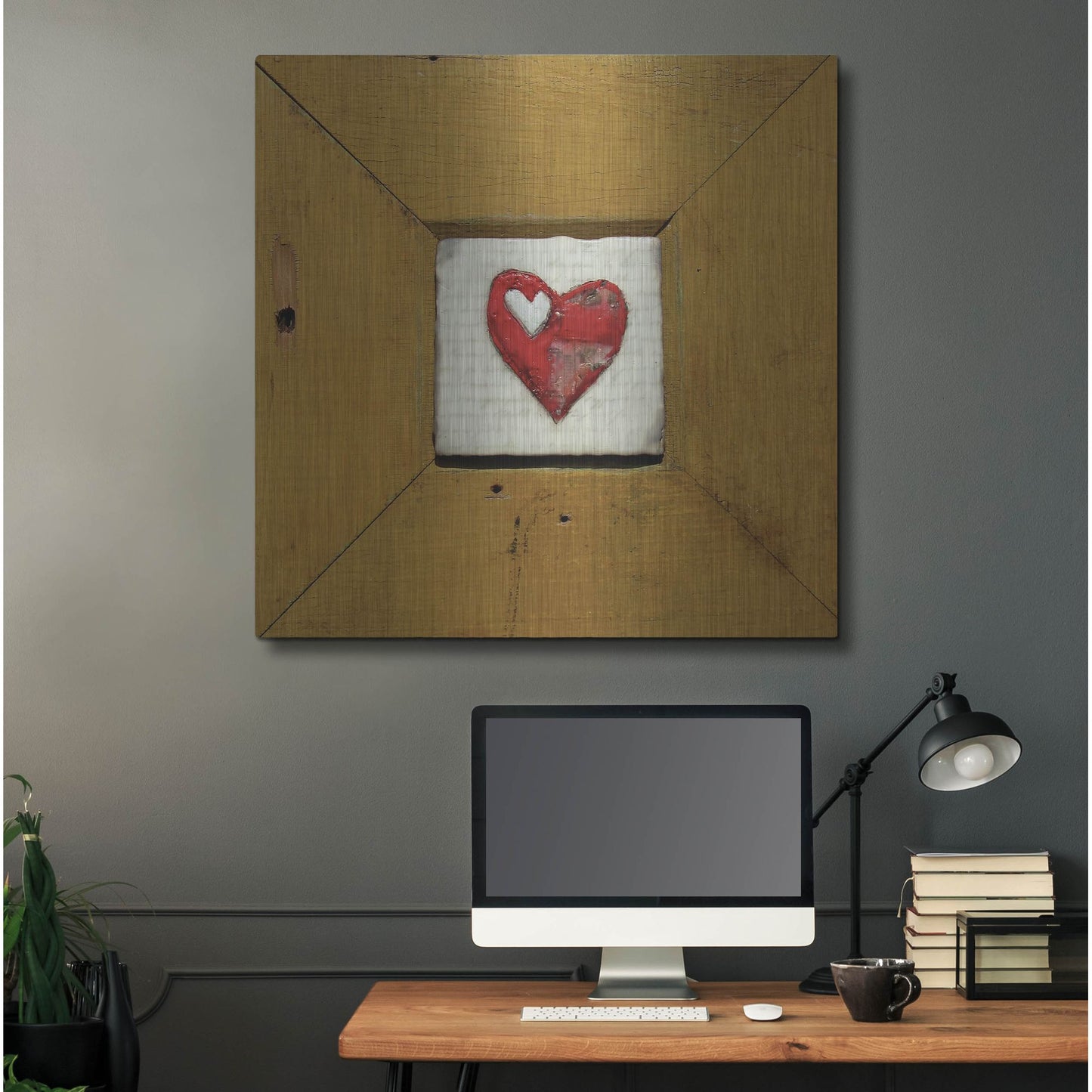 Luxe Metal Art 'Hearts Deisre Gold' by LovIsArt, Metal Wall Art,36x36
