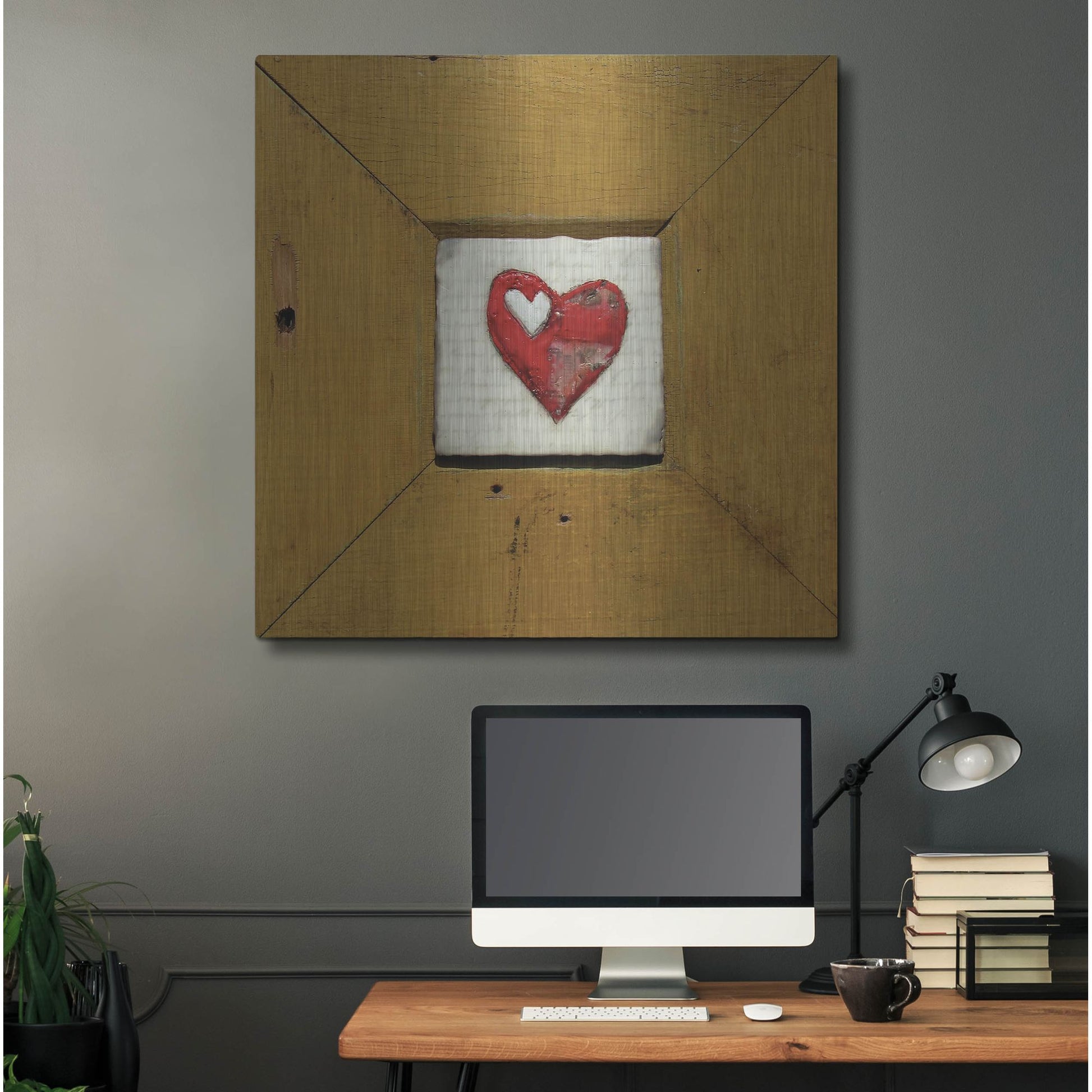 Luxe Metal Art 'Hearts Deisre Gold' by LovIsArt, Metal Wall Art,36x36