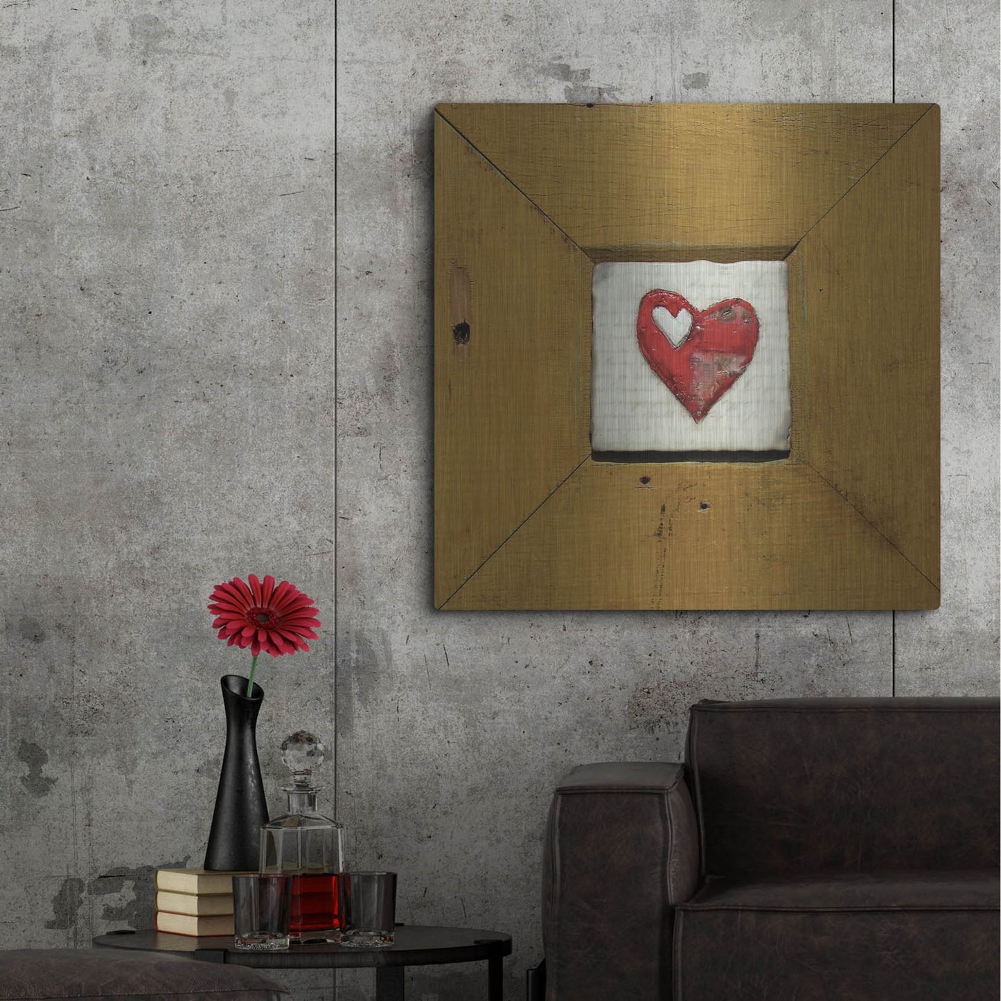 Luxe Metal Art 'Hearts Deisre Gold' by LovIsArt, Metal Wall Art,36x36