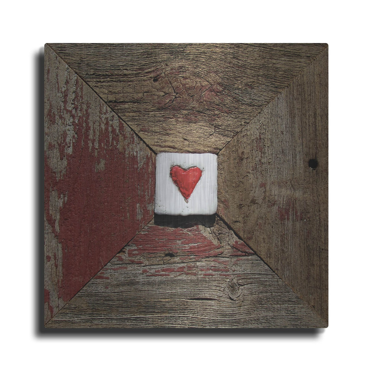 Luxe Metal Art 'Hearts' Desire Barn-Red' by LovIsArt, Metal Wall Art