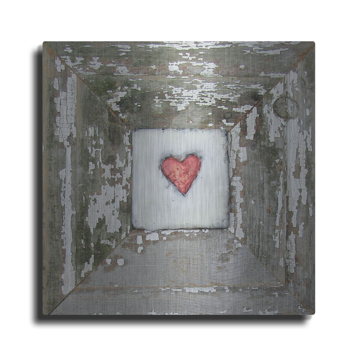 Luxe Metal Art 'Hearts' Desire Distressed White' by LovIsArt, Metal Wall Art