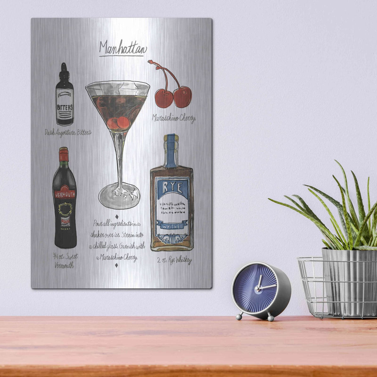 'Classic Cocktail - Manhattan' by Naomi McCavitt – Metal Wall Art, 12x16 room view