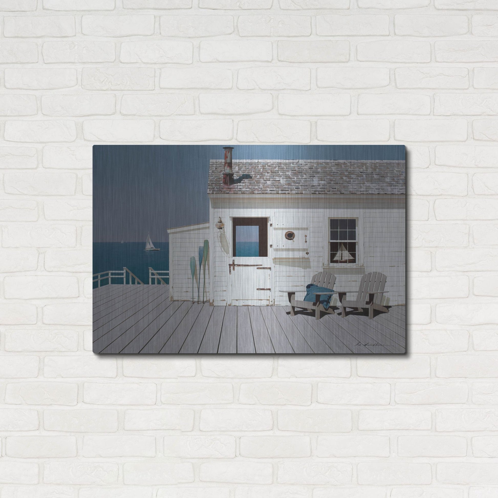 Luxe Metal Art 'Dock House' by Zhen-Huan Lu, Metal Wall Art,36x24