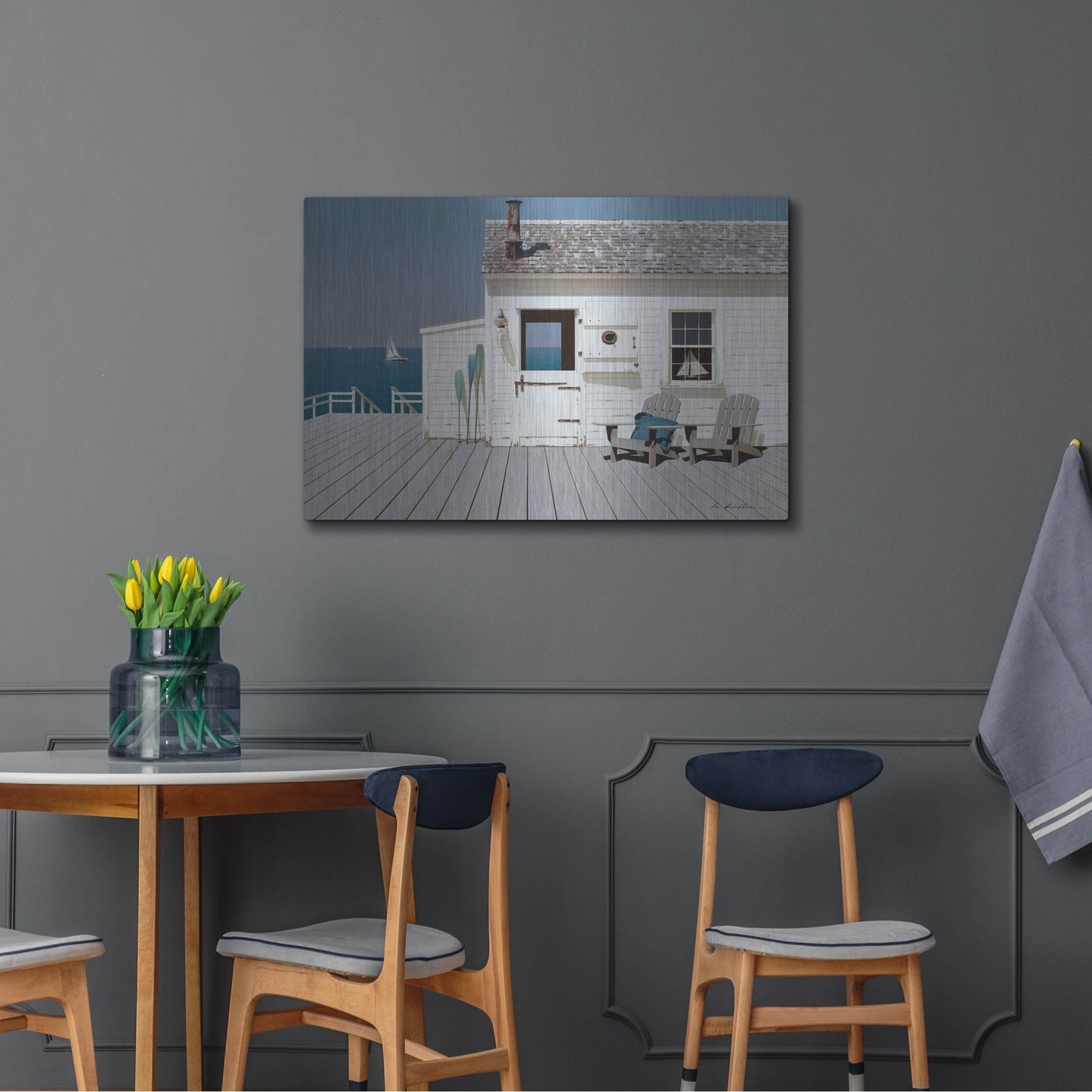 Luxe Metal Art 'Dock House' by Zhen-Huan Lu, Metal Wall Art,36x24