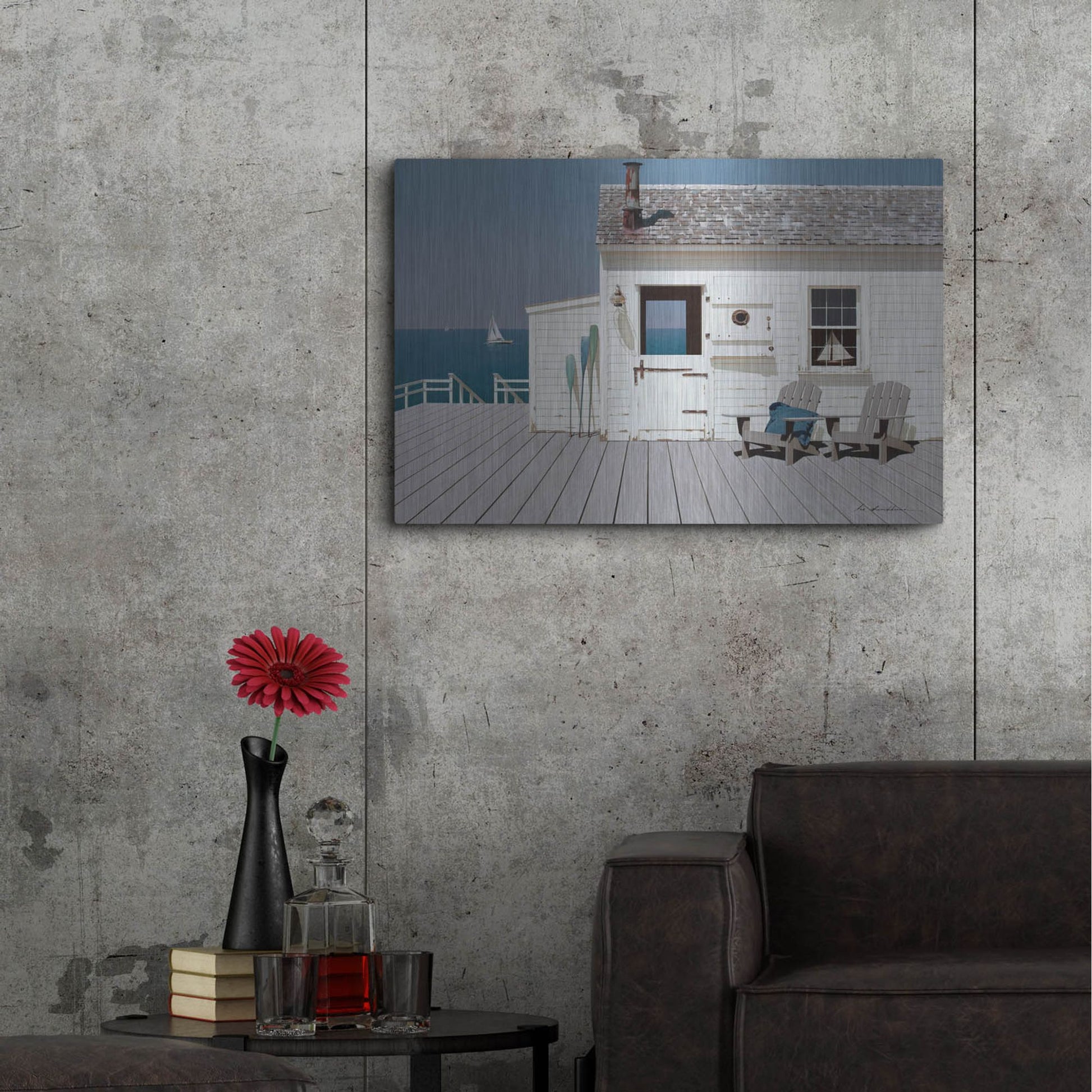 Luxe Metal Art 'Dock House' by Zhen-Huan Lu, Metal Wall Art,36x24