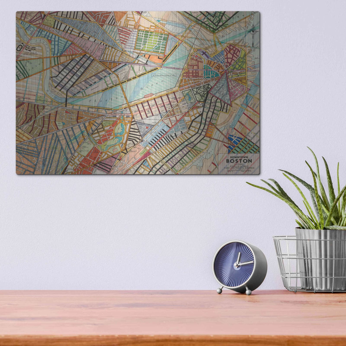 'Modern Map of Boston' by Nikki Galapon – Metal Wall Art, 16x12 room view