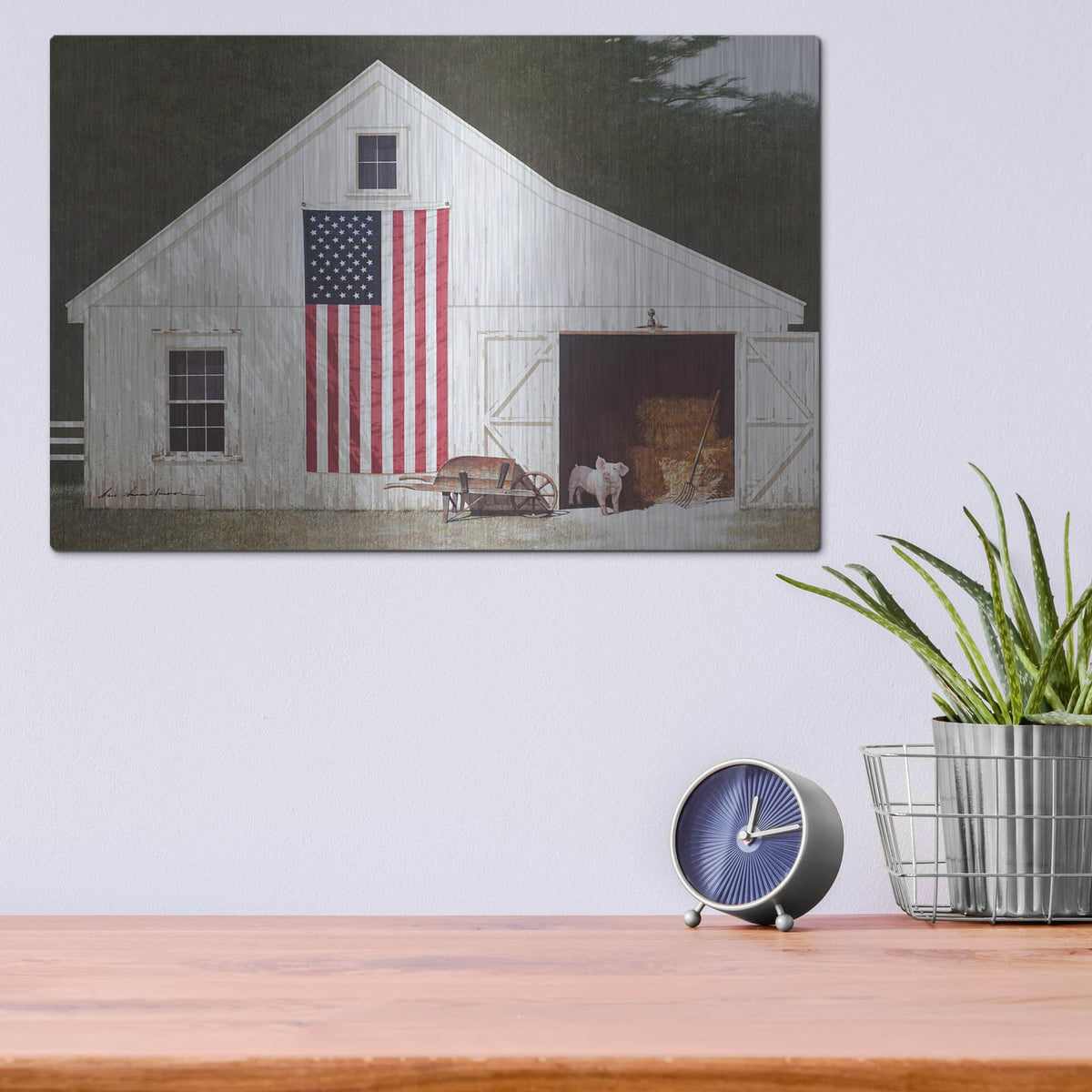 'Barn With Piglet' by Zhen-Huan Lu – Metal Wall Art, 16x12 room view