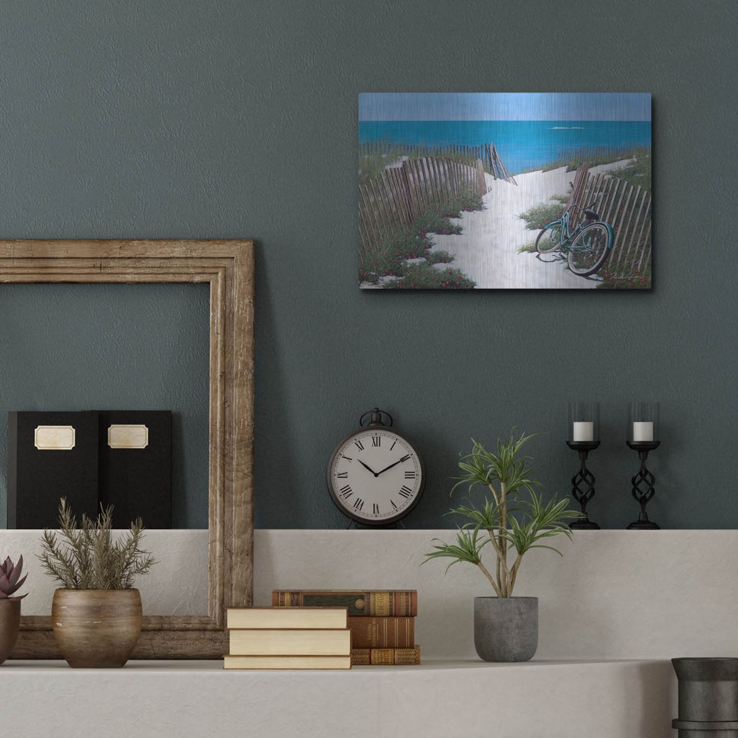 Luxe Metal Art 'Beach Bike' by Zhen-Huan Lu, Metal Wall Art,16x12