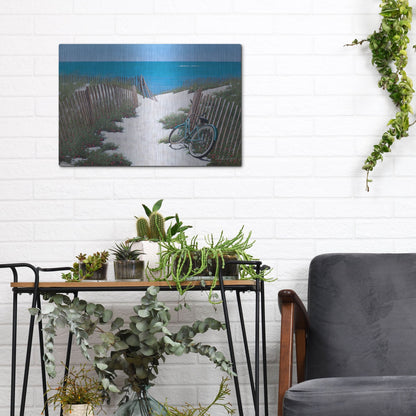 Luxe Metal Art 'Beach Bike' by Zhen-Huan Lu, Metal Wall Art,16x12