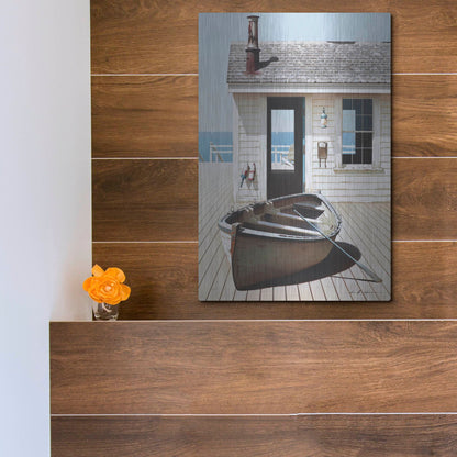 Luxe Metal Art 'Boat on the Dock' by Zhen-Huan Lu, Metal Wall Art,12x16