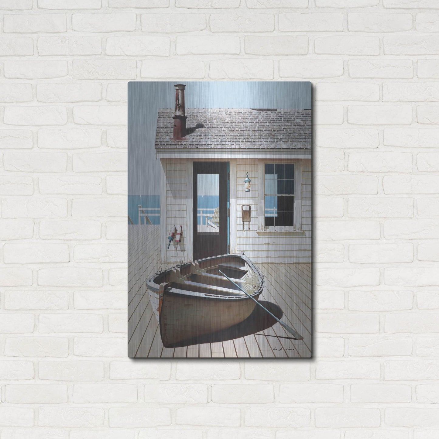 Luxe Metal Art 'Boat on the Dock' by Zhen-Huan Lu, Metal Wall Art,24x36