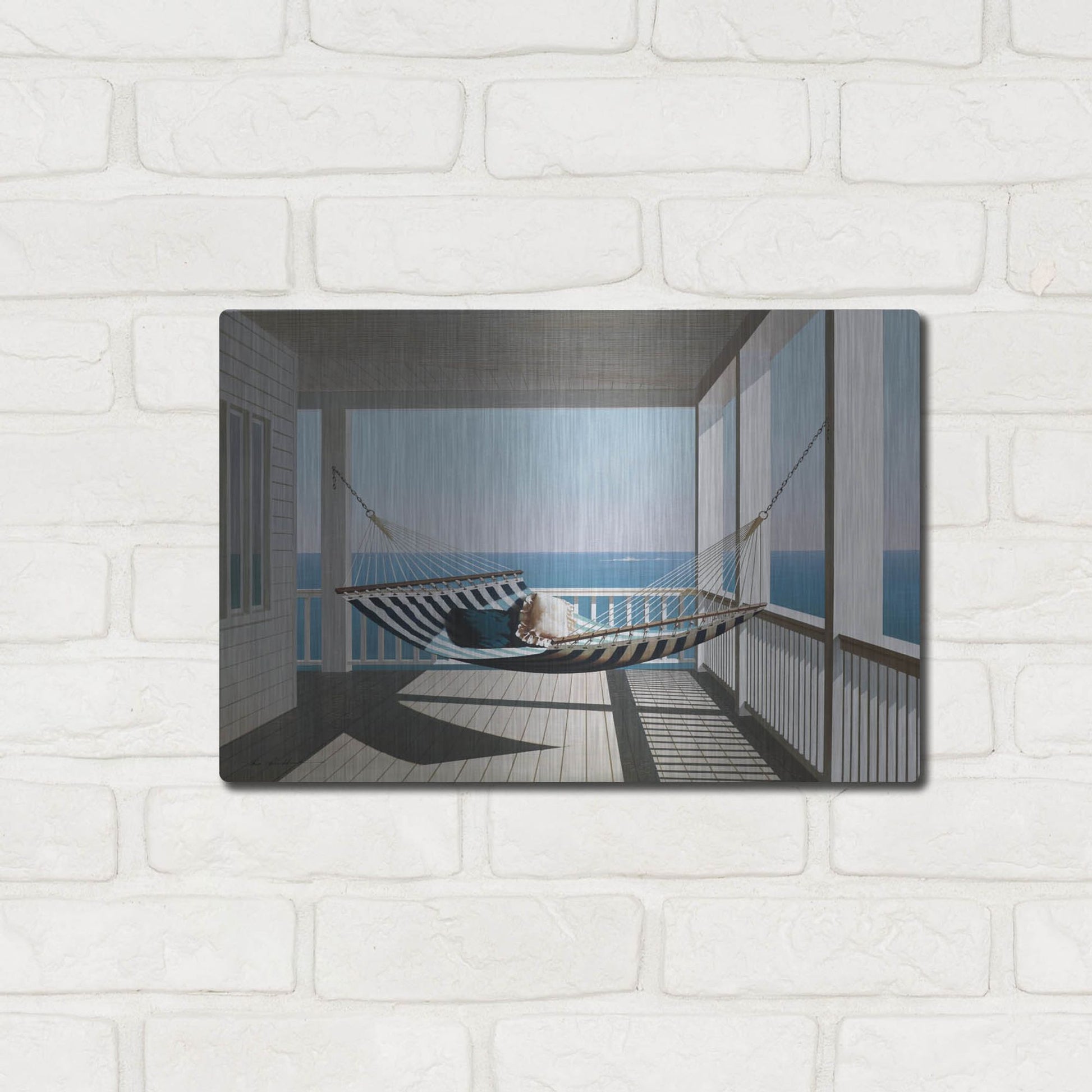 Luxe Metal Art 'Hammock & Pillows' by Zhen-Huan Lu, Metal Wall Art,16x12