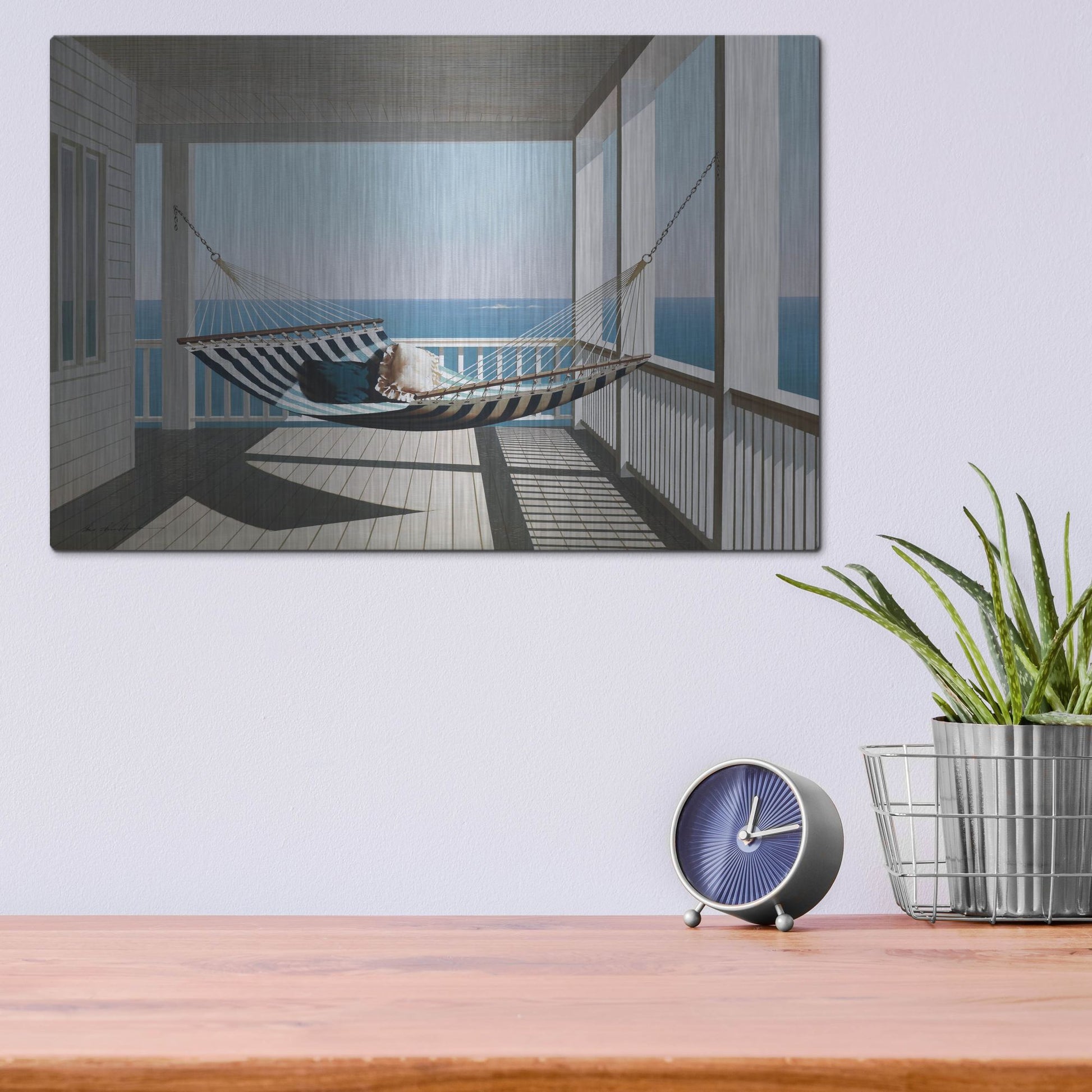 Luxe Metal Art 'Hammock & Pillows' by Zhen-Huan Lu, Metal Wall Art,16x12