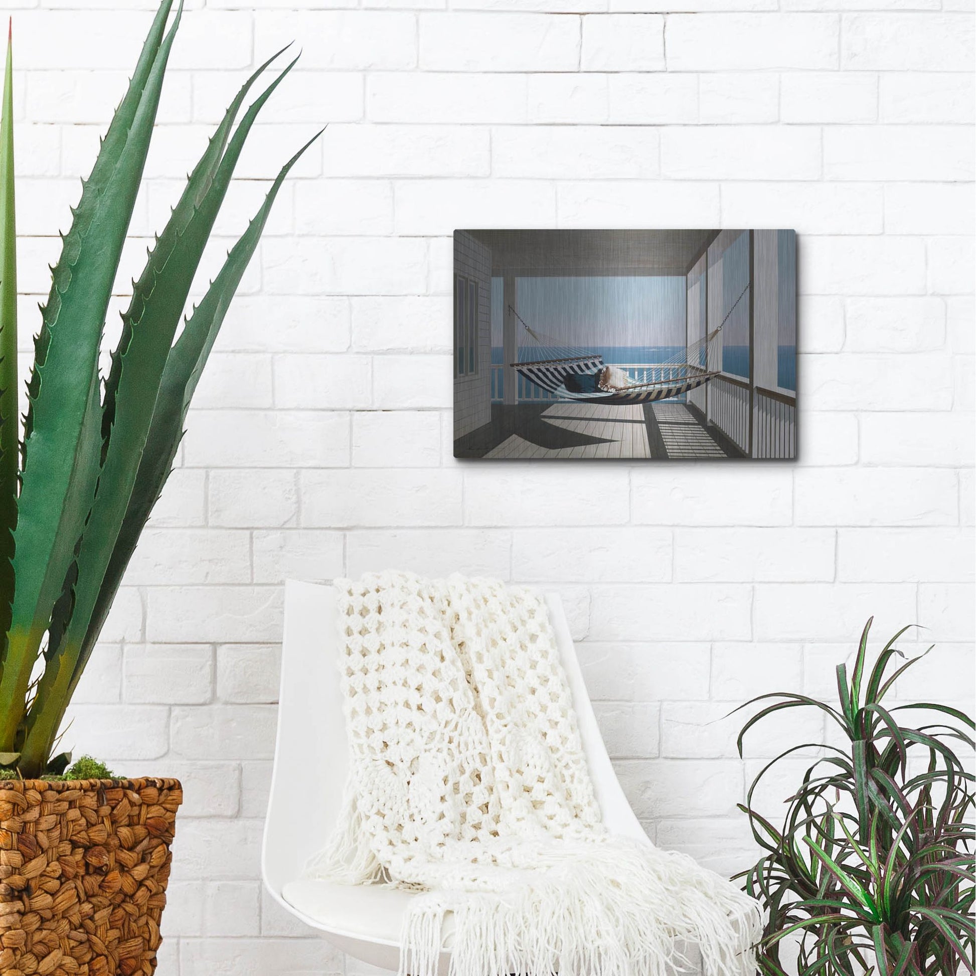 Luxe Metal Art 'Hammock & Pillows' by Zhen-Huan Lu, Metal Wall Art,16x12