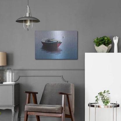 Luxe Metal Art 'Lonely Boat in Red' by Zhen-Huan Lu, Metal Wall Art,24x16