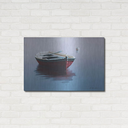 Luxe Metal Art 'Lonely Boat in Red' by Zhen-Huan Lu, Metal Wall Art,36x24