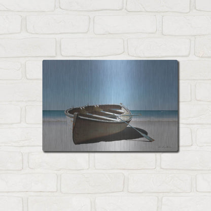 Luxe Metal Art 'Lonely Boat on Beach' by Zhen-Huan Lu, Metal Wall Art,16x12